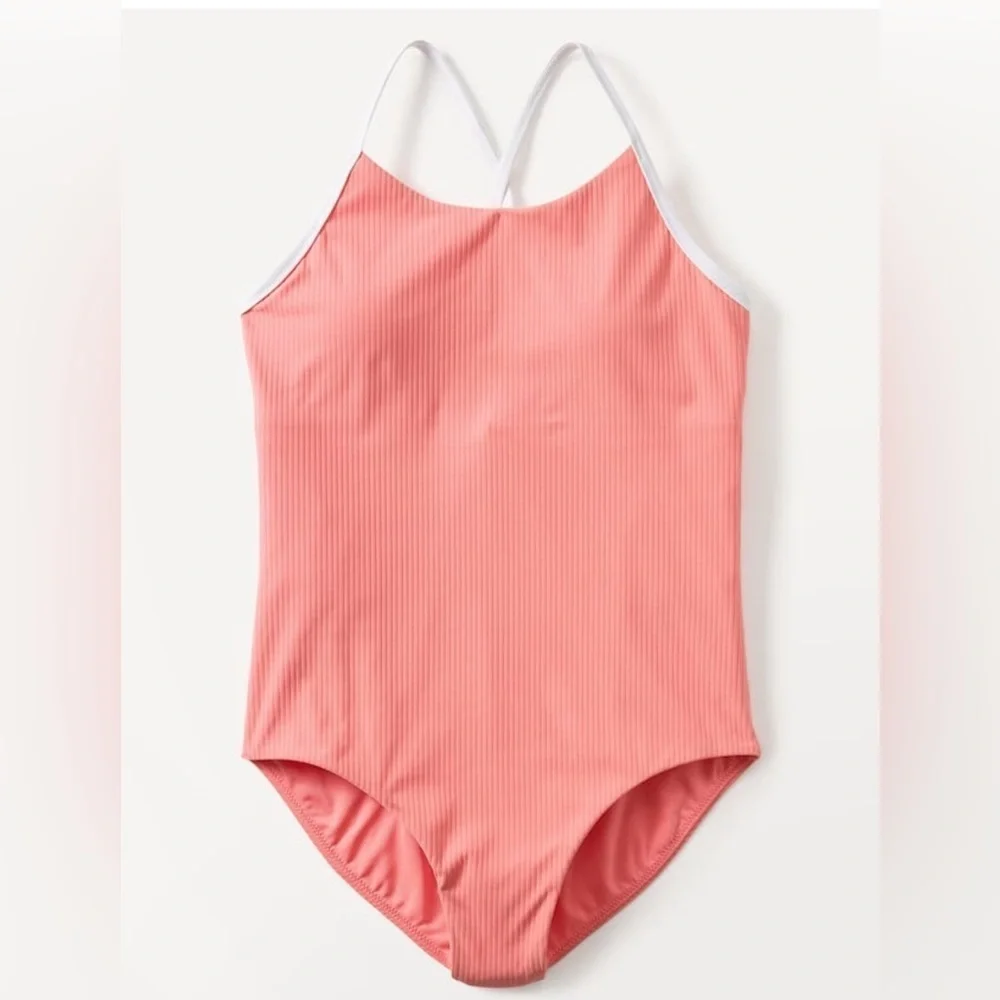 NWT Athleta Girl Adjustable One Piece Mimosa Pink Swimsuit size S/7